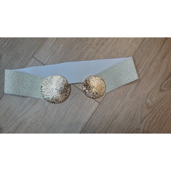 NEW Elastic Wide Corset Safe Waist Belt Metallic Snap Buckle Beige Cinch… - Picture 10 of 12